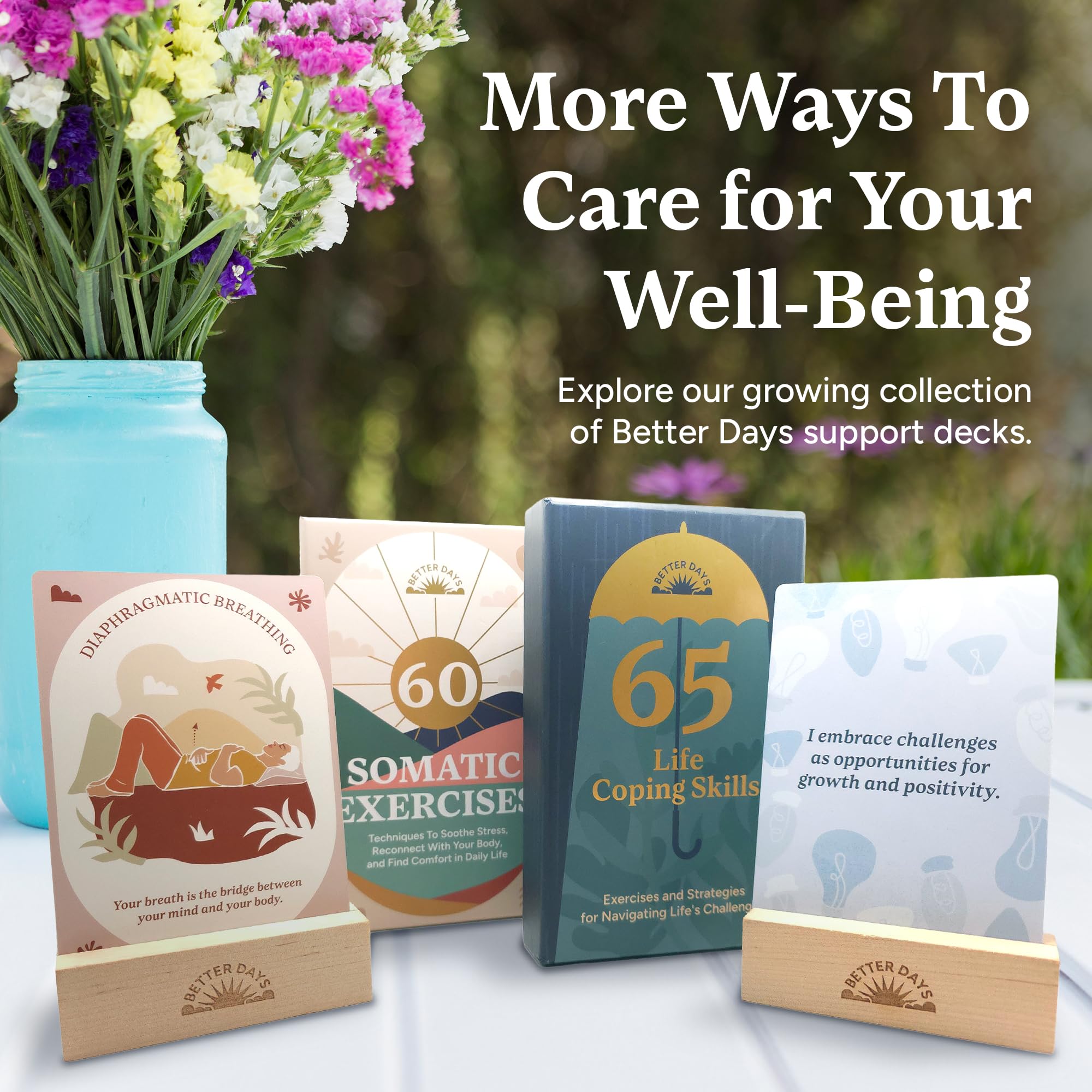 Better Days Somatic Therapy Exercises – 60 Techniques to Soothe Stress, Reconnect with Your Body, and Find Comfort – 3.5” x 5” Cards and Guidebook – Breathwork, Mindfulness, and Gentle Movements - Fredhappy