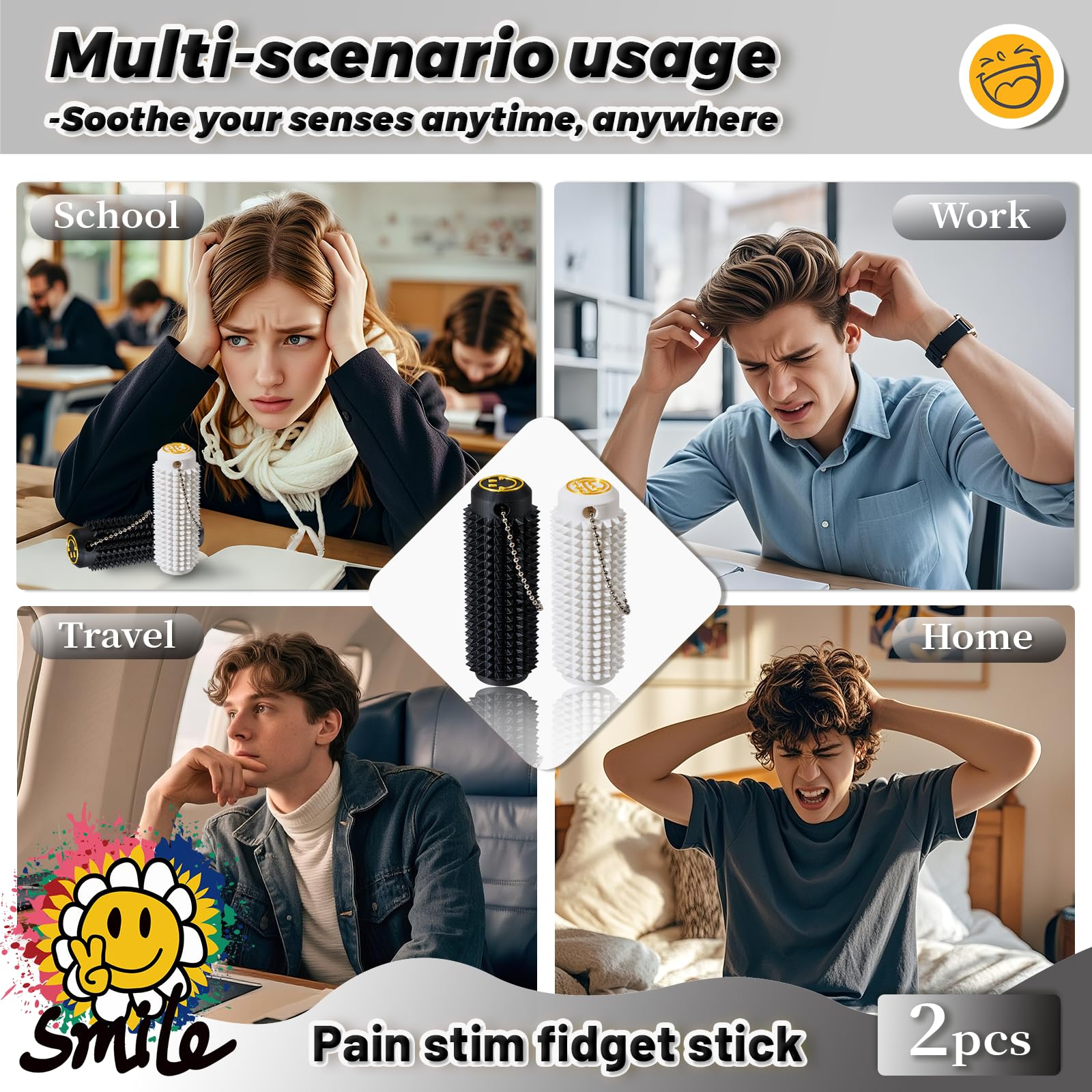 Pain Stim Spiky Sensory Tools - Pain Stim Fidget for Adults - Stress & Anxiety Relief,Sensory Stimulation Tool for ADHD, Autism, and Focus - Fredhappy