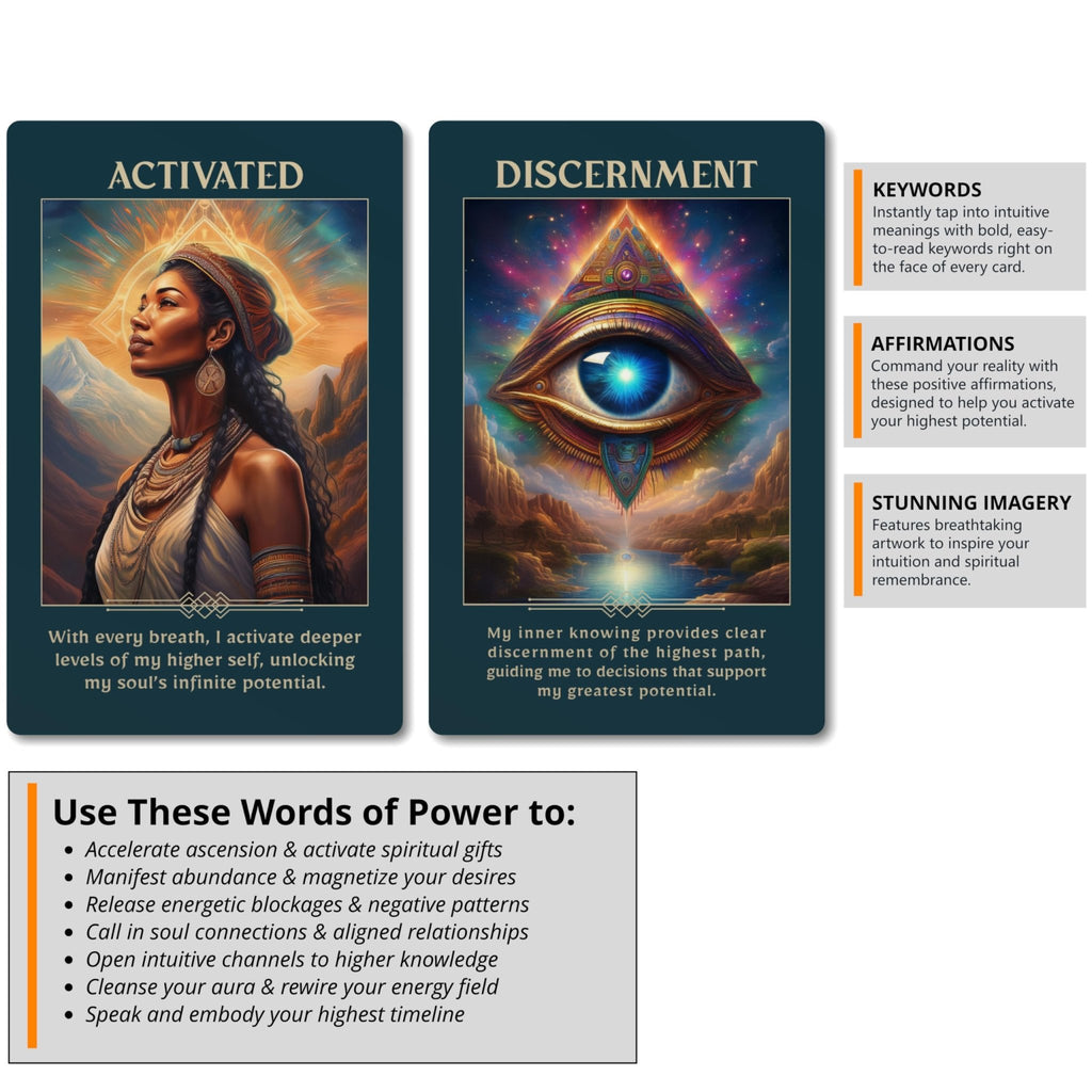 Ascendium: The Vibration - Shifting Affirmation Oracle - 77 Card Deck by River Aether - A Compendium of Ascension Affirmations for Raising Your Frequency & Activating Your Highest Potential - Fredhappy