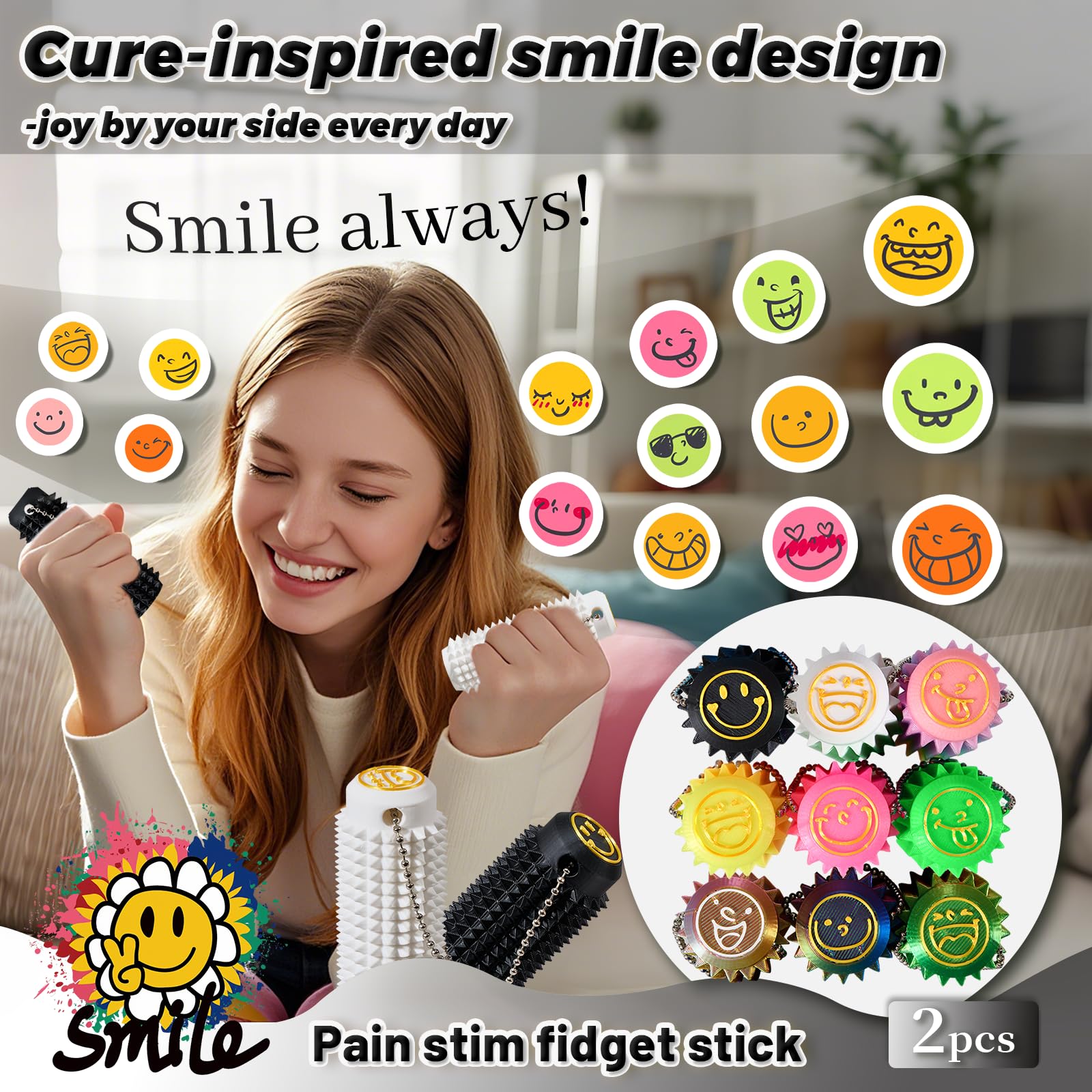 Pain Stim Spiky Sensory Tools - Pain Stim Fidget for Adults - Stress & Anxiety Relief,Sensory Stimulation Tool for ADHD, Autism, and Focus - Fredhappy