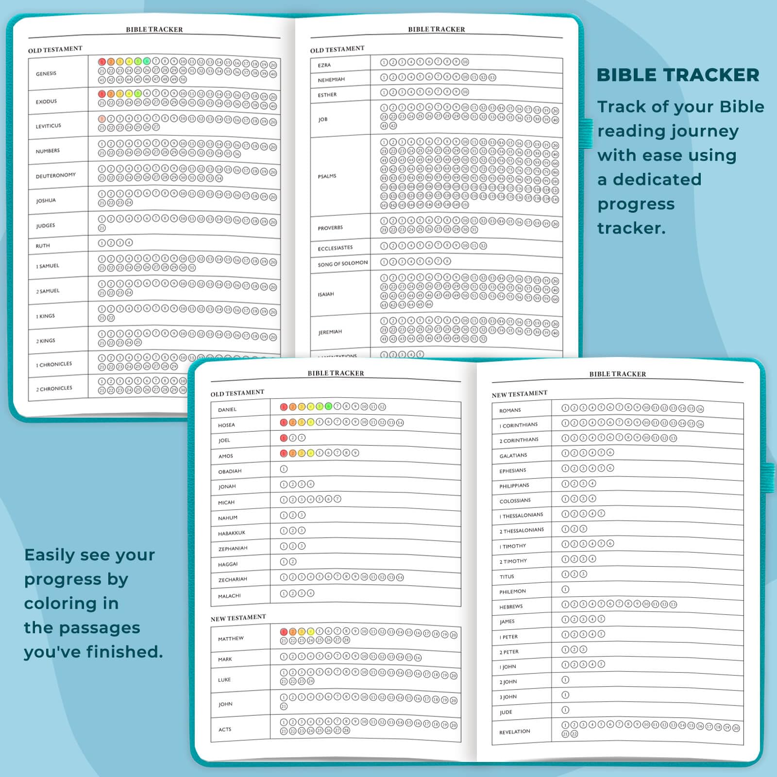 JOTFLY Bible Study Journal - Church Notes Notebook for Note Taking & Reflection - Guided Bible Study Notebook - Faith - Based Religious Gifts & Bible Study Supplies (Aquamarine) - Fredhappy LLC