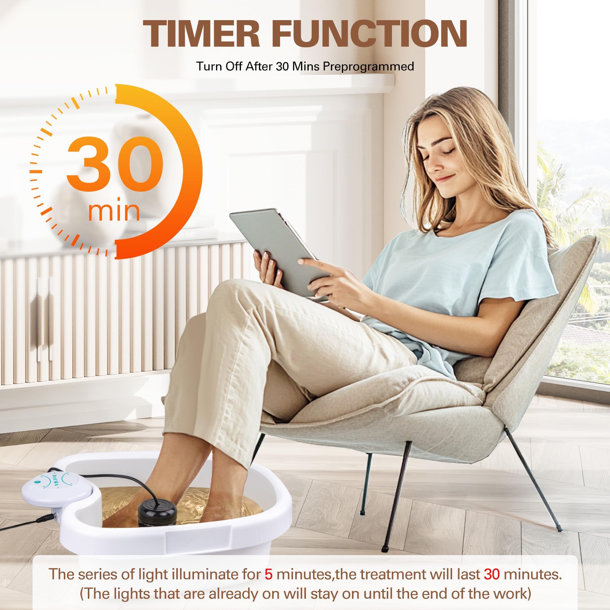 Idudbid Ionic Foot Bath Detox Machine - Suitable for Home Use, Home Salon - Level Spa Detox Machine, Healthy Detoxification, with Foot Bath, Array * 2, Liner - Fredhappy LLC