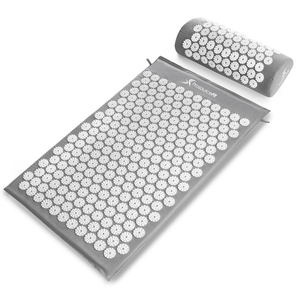 ProsourceFit Acupressure Mat and Pillow Set for Back/Neck Pain Relief and Muscle Relaxation, Grey - Fredhappy