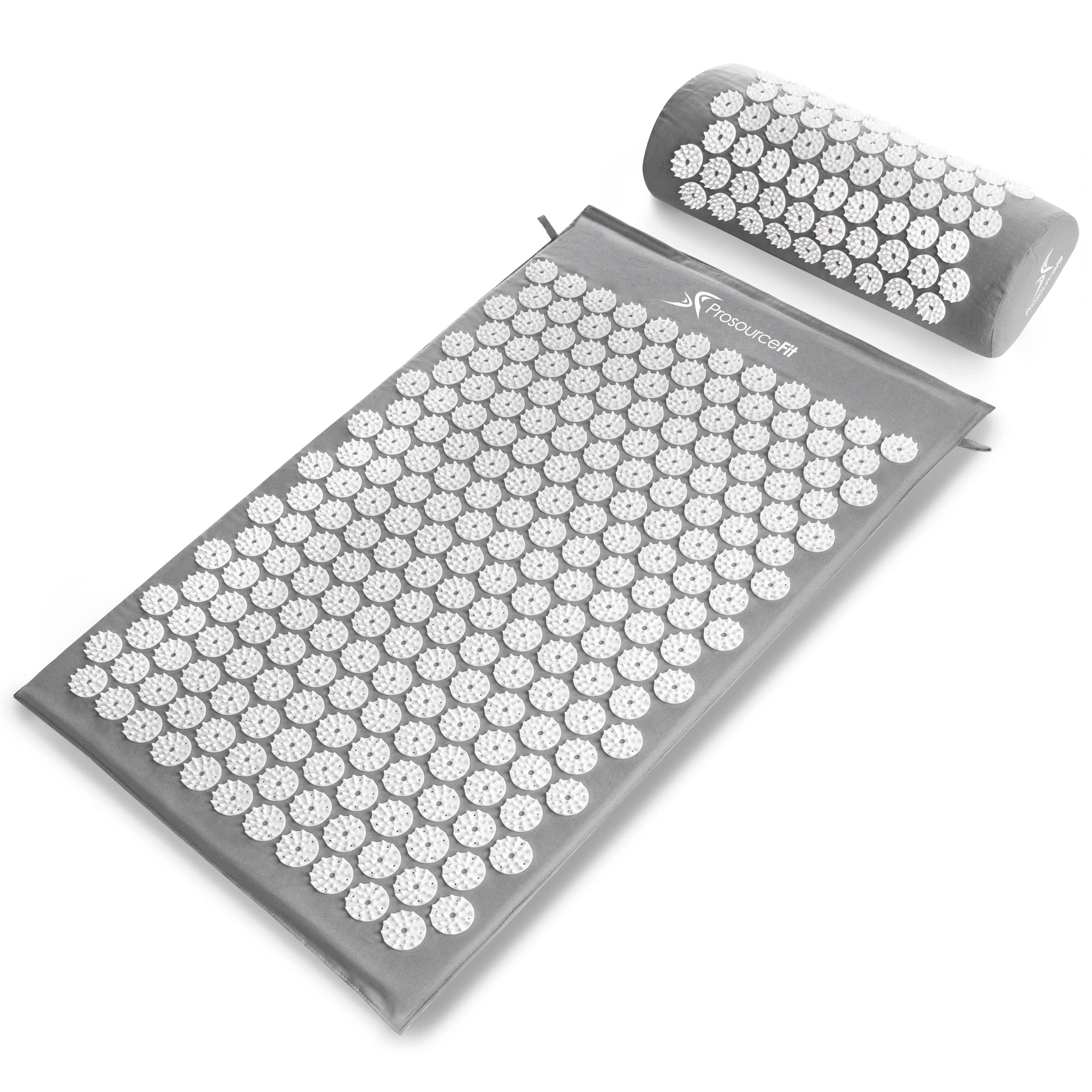 ProsourceFit Acupressure Mat and Pillow Set for Back/Neck Pain Relief and Muscle Relaxation, Grey - Fredhappy
