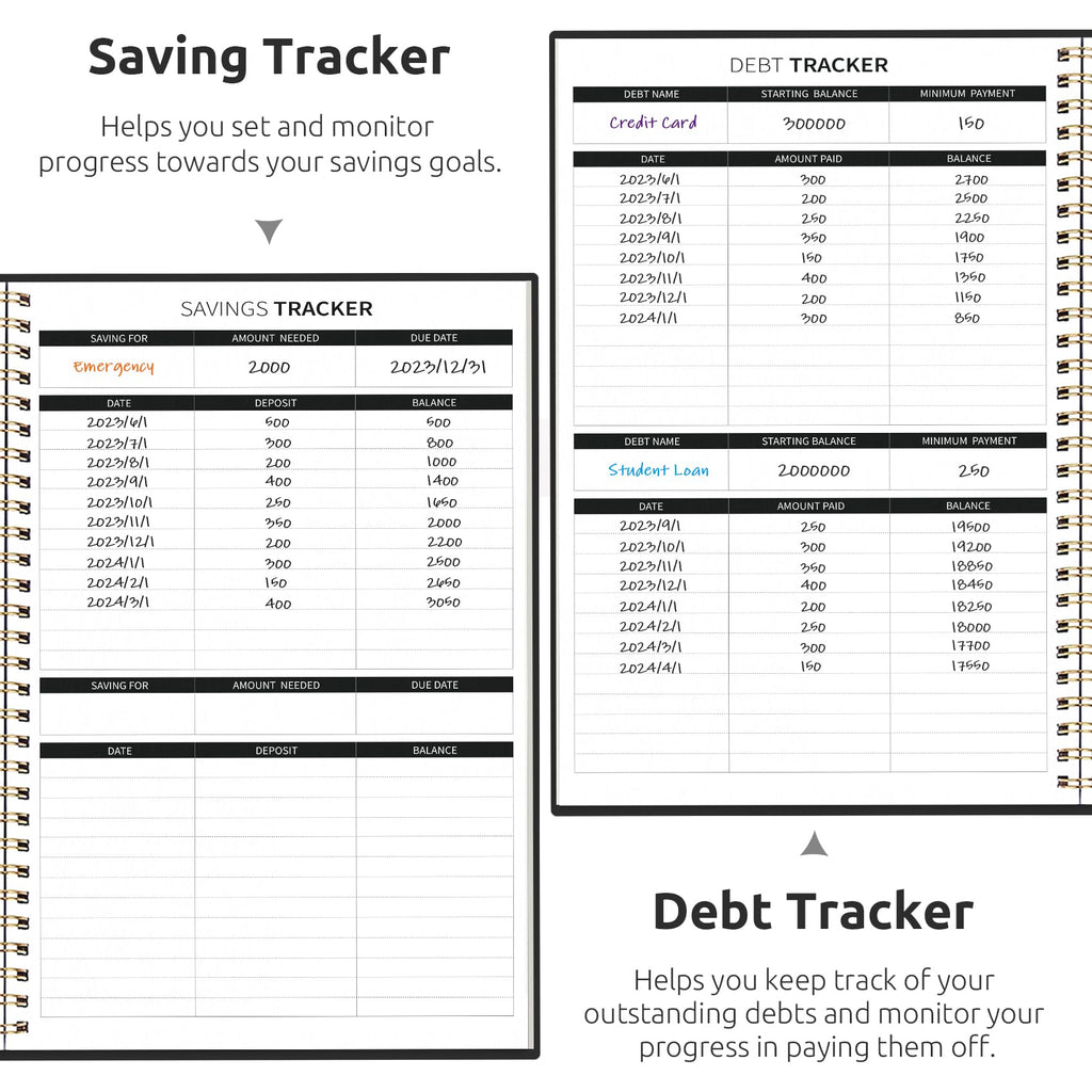 Budget Planner - Monthly Budget Book with Expense Tracker Notebook, Undated Bill Organizer & Finance Planner to Take Control of Your Money, 2025 - 2026 Account Book to Manage Your Finances - Black - Fredhappy LLC