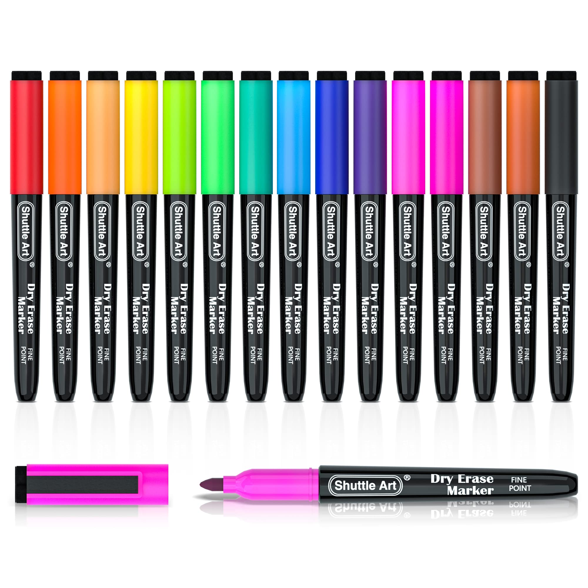Shuttle Art Dry Erase Markers, 15 Colors Magnetic Whiteboard Markers, Fine Point, Perfect For Writing on Whiteboards, Dry - Erase Boards,Mirrors for School Office Home - Fredhappy LLC