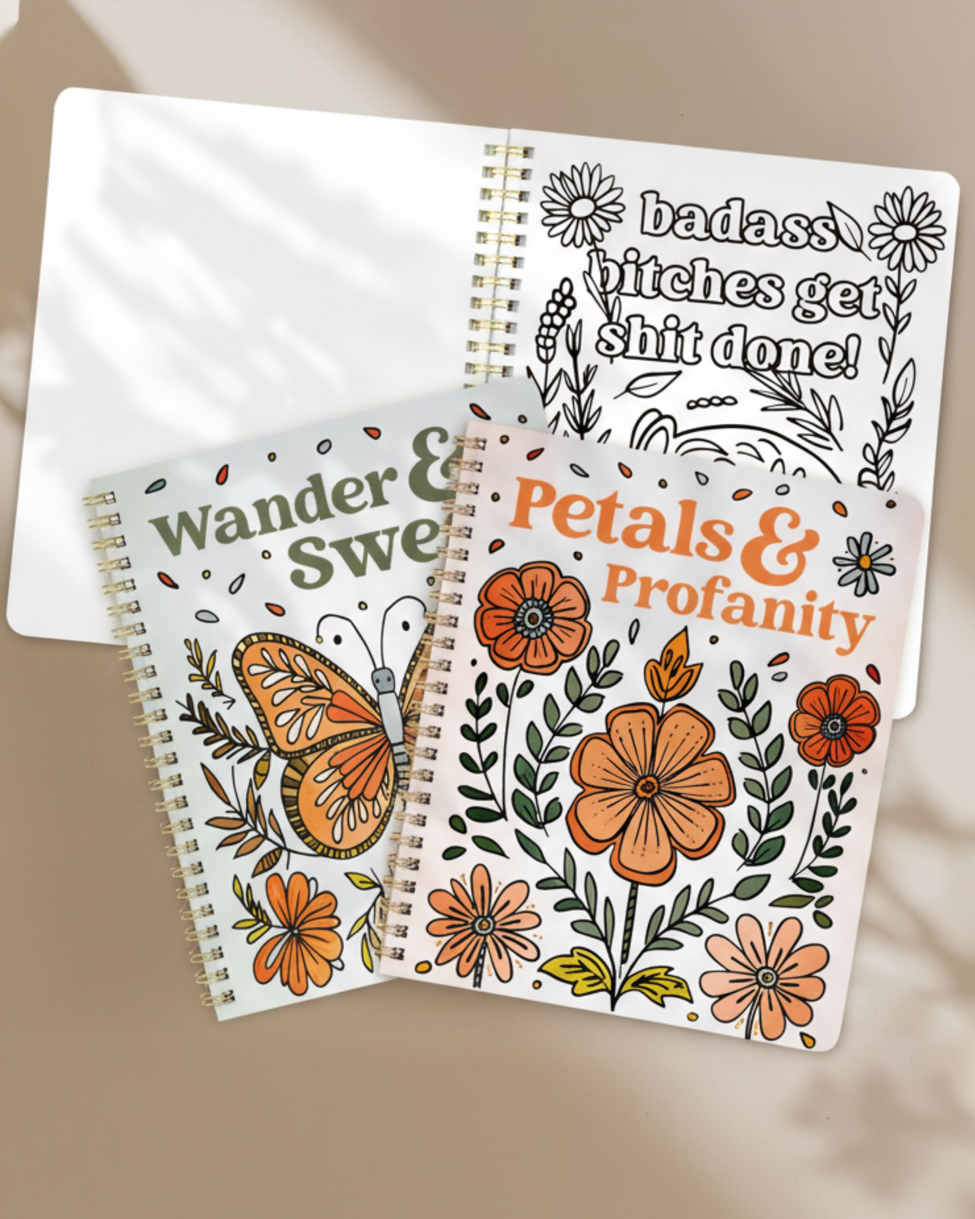 Beautiful Coloring Book Set of 2 for Adult Relaxation - Funny Coloring Books with Floral Designs for a lot of Laughs - The Perfect Stress - Relieving Gift for Women - Fredhappy LLC