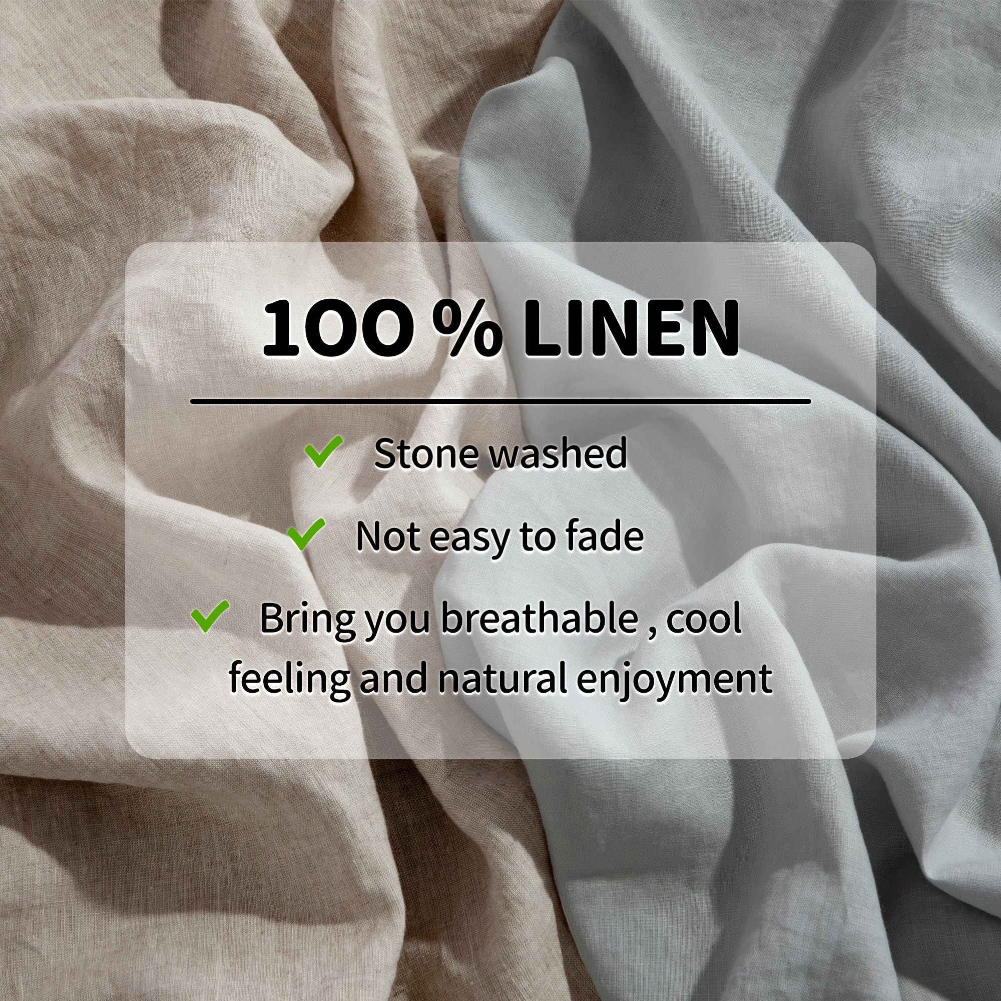 LBRO2M 100% Linen Sheet Set Queen Size, Bed Sheets 4 Piece Sets, Solid Color Natural Flax Bed Sheets Soft Breathable Bedding,16" Deep Pocket,All Season (Queen, Linen) - Fredhappy