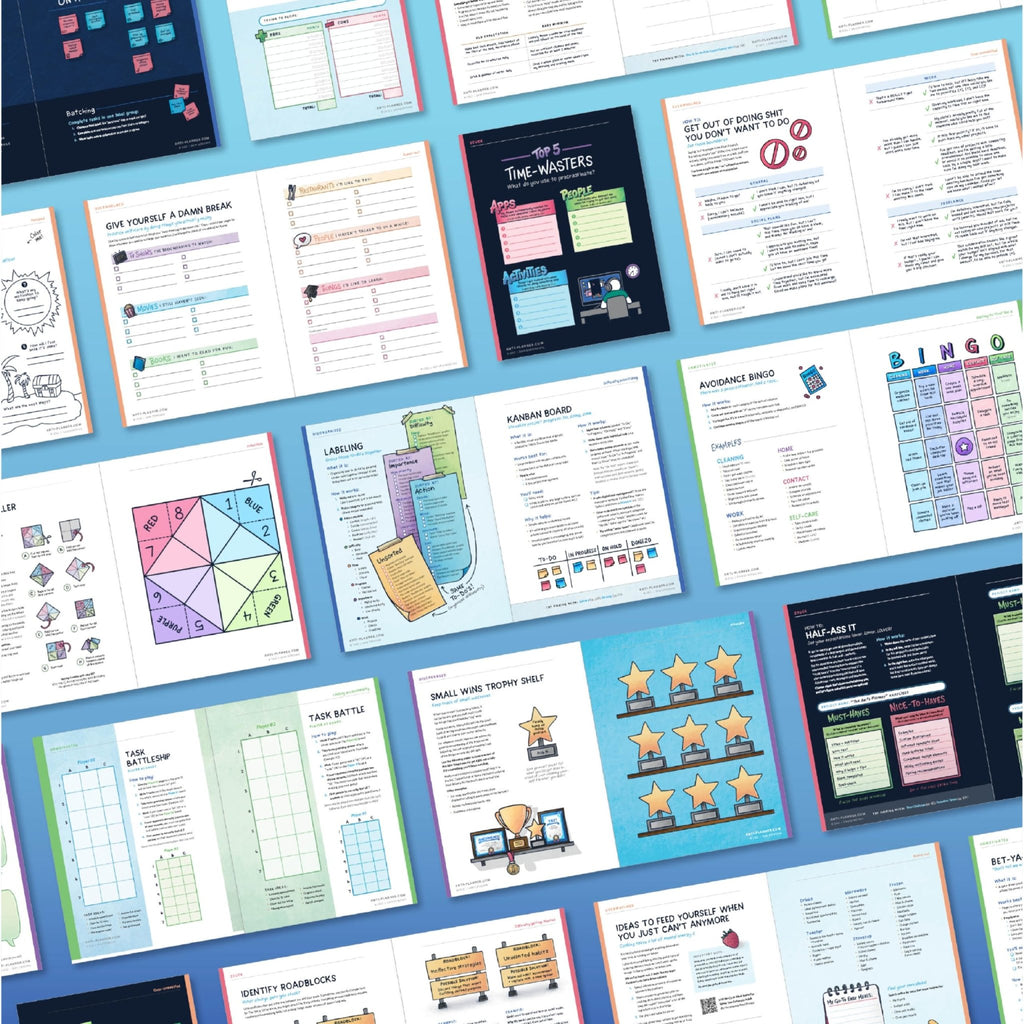 The Anti - Planner: How to Get Sh*t Done When You Don't Feel Like It - Creative ADHD Planner Alternative for Adults, women, kids, teens, 100+ Productivity Tools to Beat Procrastination, Burnout Stress & Anxiety - Fredhappy LLC