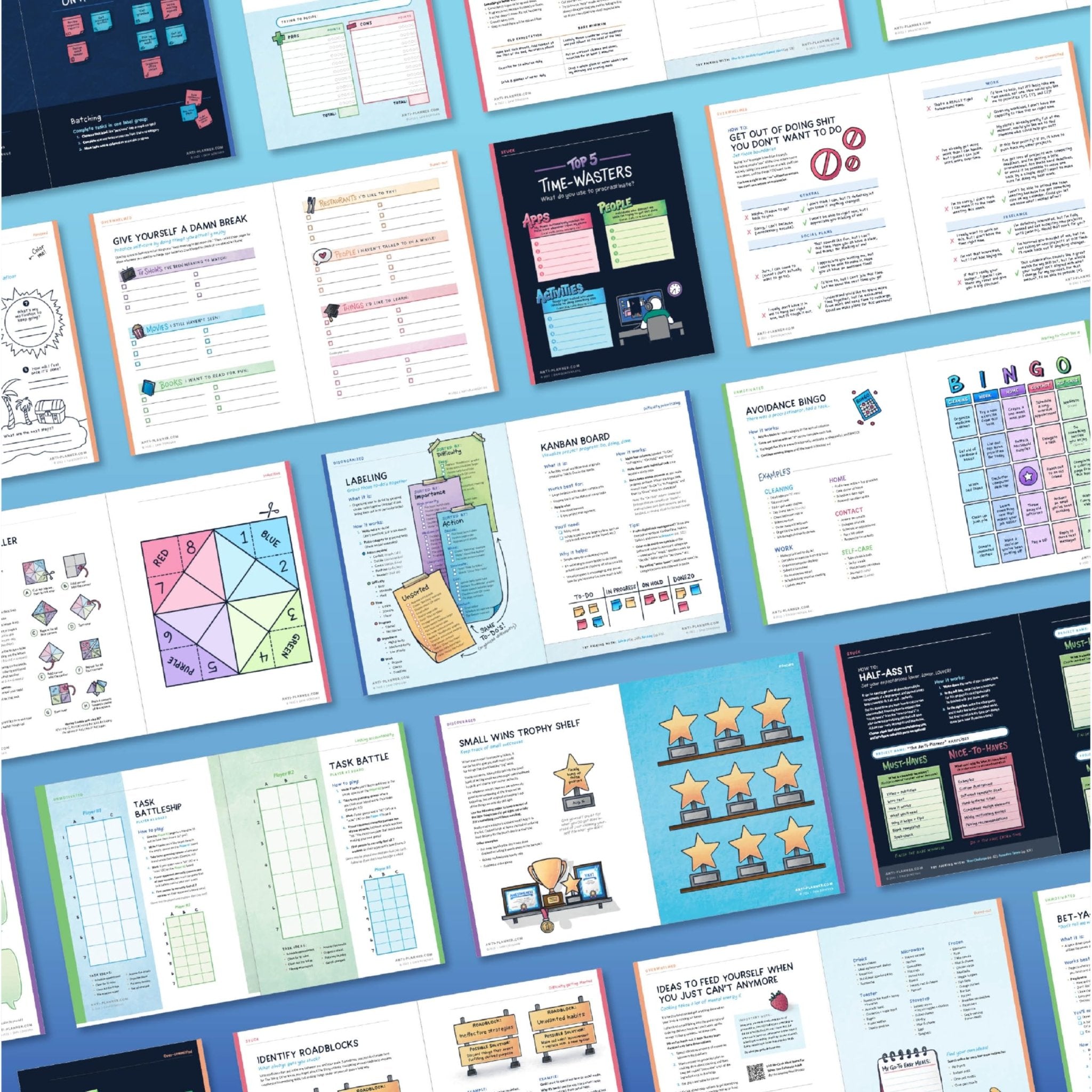 The Anti - Planner: How to Get Sh*t Done When You Don't Feel Like It - Creative ADHD Planner Alternative for Adults, women, kids, teens, 100+ Productivity Tools to Beat Procrastination, Burnout Stress & Anxiety - Fredhappy LLC