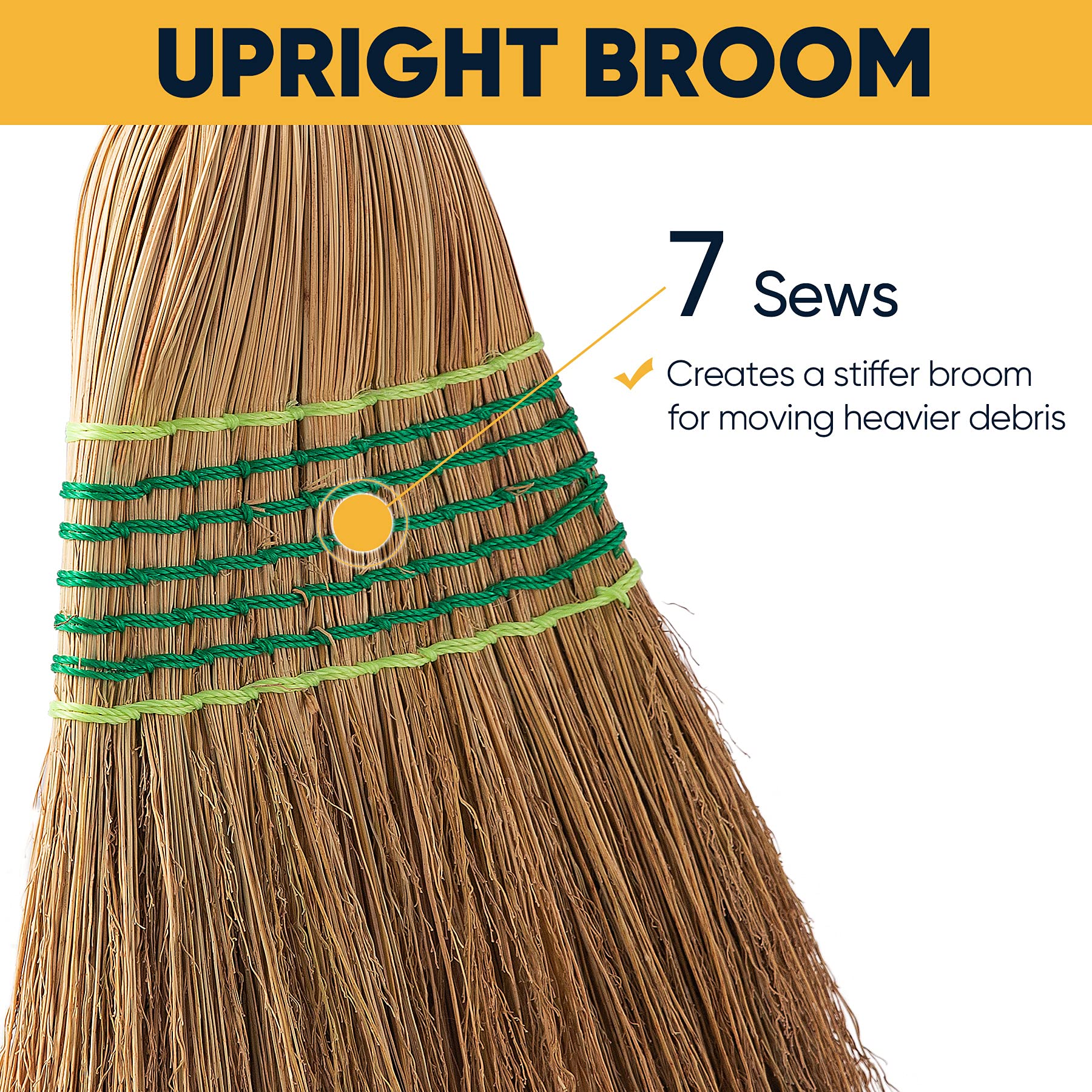 Yocada Heavy - Duty Corn Broom Commercial Indoor Outdoor Broom 59.8 inch Tall for Courtyard Garage Lobby Mall Market Floor Home Office Leaves Stone Dust Rubbish - Fredhappy