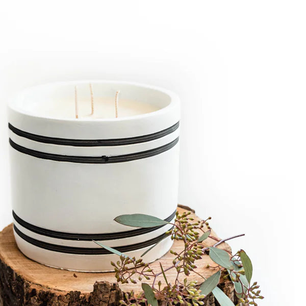 Luxury Large Striped Stone Designer Candle